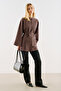Wide Sleeved Belted Tunic Brown