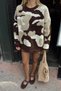 Abstract Patterned Oversize Soft Textured Women's Knitted Sweater - 2