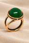 Women's Copper Ring Round Green Agate Natural Stone Adjustable Bohemian Copper Ring
