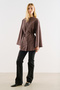 Wide Sleeved Belted Tunic Brown - 3