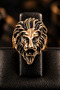 Men's Copper Ring with Lion Head Figure Adjustable Copper Ring - 5