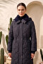 Collar Part Plush Detail Hooded Inflatable Coat 570080 Navy Blue - 2