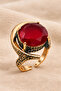 Women's Copper Ring Authentic Red Ruby Natural Stone Adjustable Copper Ring