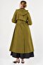 Belted Long Trench Coat Dark Olive 14011 - 4