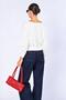 Women's Ecru Boat Neck Blouse with Ribbed Hem - 5