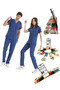 Luxury Lycra Gray Top and Bottom Set Doctor Nurse Uniform Colorful Phone Holder with Gift
