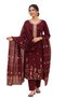 Women's Roman Fabric Embroidered Kurta with Pant and Jacquard Dupatta Set - 2