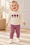 Girl baby floral embroidered ruffled ribbed top and bottom 2-piece set 3-6-9-12 months - 2
