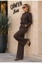 Egzoti̇k Asorti̇k Women's Embroidered Chest Patched Jacket and Wide-Legged Trousers Two-Piece Set - 5