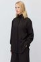 Women's Stand-Up Collar Striped Hidden Button Blouse - 3