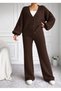 Buttoned Cardigan Pants Knitwear Top and Bottom Set - 5