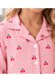 Girl's Cherry Patterned Buttoned Long Sleeve Suede Pajama Set - 4