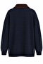 Navy Blue Brown Striped Polo Collar Sweater - 2Y1510 - 2