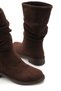 Women's Drawstring Model Short Boots Brown Suede - 4