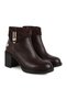 Women's Boots 26K-8485 Brown Genuine Leather Suede Decorated with Gold Buckle Thick Heeled Stylish Classic - 3