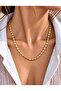 Rectangular Plate Row Design Gold Necklace - 2