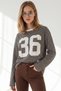 Women's Brown Printed Sweatshirt with Arma Detail and Cotton Stripes Swt-19000804 - 2