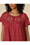 Women Burgundy Embroidered Classic Nightgown - 2