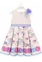 Girl's Jacquard Patterned Dress with Detachable Flower Brooch and Pearl Detail - 7