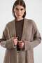 Loose Fit Ribbed Knitwear Long Cardigan Mink 8298 - 2