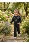 Girl's Embroidered Two-Thread Striped Wide-Leg Sweatpants Set - 2