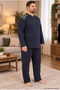 Interlock Fabric Collar Buttoned Long Sleeve Plus Size Men's Pajama Set 8585 - 4