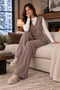 Knitwear V-Neck Buttoned Vest and Wide-Legged Trousers Brown Two-Piece Knitwear Set 103 - 2