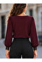 Women's Long Sleeve V Lace Collar Janjan Crepe Blouse - 3