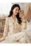 Cute Teddy Bear Patterned Soft Buttoned Kawaii Cream Pajama Set - 3