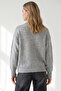 Women's Gray Polo Collar Buttoned Soft Textured Knitwear Sweater Kzk-19001178 - 5