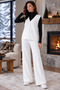 V-Neck Buttoned Vest and Wide-Leg Pants White Two-Piece Knitwear Set 103 - 4
