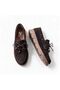 Brown Suede Women's Rubber Tied Loafer Shoes