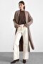 Loose Fit Ribbed Knitwear Long Cardigan Mink 8298 - 4