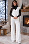 V-Neck Buttoned Vest and Wide-Leg Pants White Two-Piece Knitwear Set 103 - 5