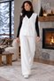 Knitwear V-Neck Buttoned Vest and Wide-Legged Trousers White Two-Piece Knitwear Set 103 - 4