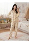 Cute Teddy Bear Patterned Soft Buttoned Kawaii Cream Pajama Set - 2