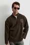 Toren Men's Zippered Printed Brown Sweatshirt - 2