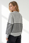 Women's Gray Buttoned Striped Soft Textured Knitwear Sweater Kzk-19001180 - 5