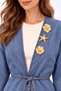 Sea Shell Detailed Long Denim Kimono 3530 Light Blue - 3