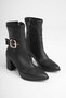 Women's Black Buckle-Strap 7.5 cm Thick Heeled Winter Boots Tr05Mk03A - 6