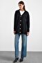 V-Neck Soft Fabric Cardigan Black 8295 - 7