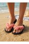 Mia Floral Non-Painful Black Beach Slippers Flip Flops Beach after Party Slippers - 2