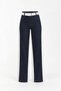 Denim Look Women's Trousers with Ribbon Detail and Belt - 6