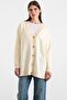 V-Neck Soft Fabric Cardigan Cream 8295 - 2