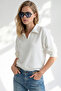 Women's Ecru Polo Collar Draped Crop Sweatshirt Swt-19000805 - 2