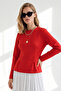 Women's Red Corset Formed Long Sleeve Blouse Blz-19003469 - 3