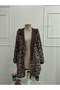 Women's long sleeve hooded reversible pocketed lace-up zipper viscose two-thread leopard jacket - 5