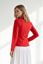 Women's Red Corset Formed Long Sleeve Blouse Blz-19003469 - 5