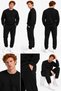 Zero Collar Winter Men's 3 Thread Sweat Suit Set (Soft Puff Fabric) Smoked Gray Brown Black Stone Color - 2
