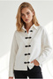 Women's White Contrast Chinese Buttoned Gabardine Shirt Gml-19001462 - 2